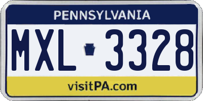 PA license plate MXL3328