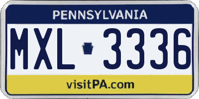 PA license plate MXL3336