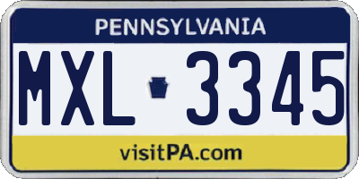PA license plate MXL3345
