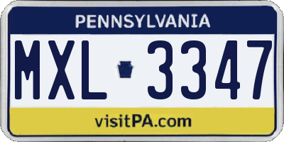 PA license plate MXL3347