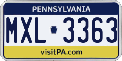 PA license plate MXL3363