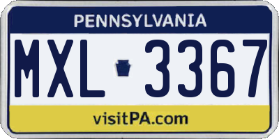 PA license plate MXL3367