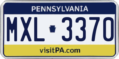 PA license plate MXL3370