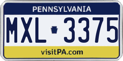 PA license plate MXL3375