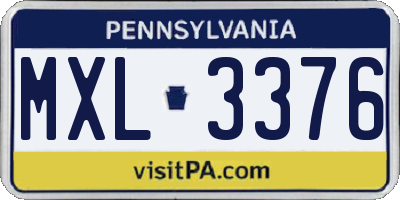 PA license plate MXL3376