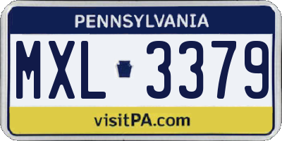 PA license plate MXL3379