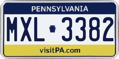 PA license plate MXL3382