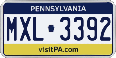 PA license plate MXL3392