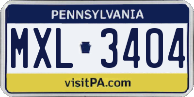 PA license plate MXL3404