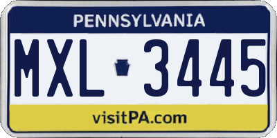 PA license plate MXL3445