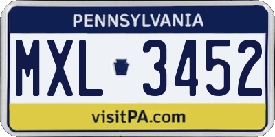 PA license plate MXL3452