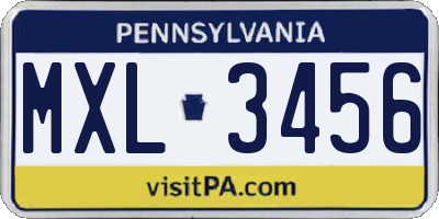 PA license plate MXL3456