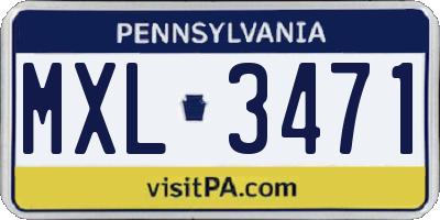 PA license plate MXL3471