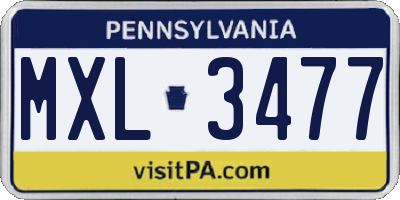 PA license plate MXL3477