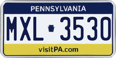 PA license plate MXL3530