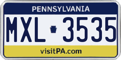 PA license plate MXL3535