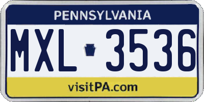 PA license plate MXL3536
