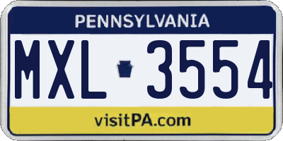 PA license plate MXL3554