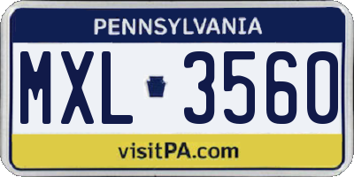 PA license plate MXL3560