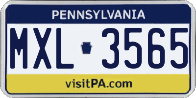 PA license plate MXL3565
