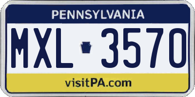 PA license plate MXL3570