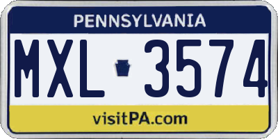 PA license plate MXL3574