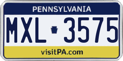 PA license plate MXL3575