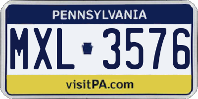 PA license plate MXL3576