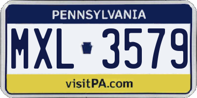 PA license plate MXL3579