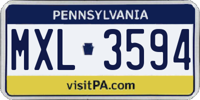 PA license plate MXL3594