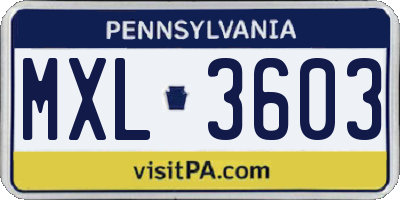PA license plate MXL3603