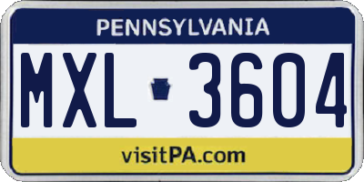 PA license plate MXL3604