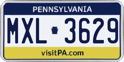 PA license plate MXL3629