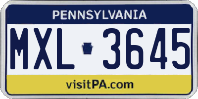 PA license plate MXL3645