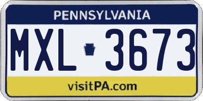 PA license plate MXL3673