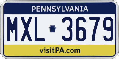 PA license plate MXL3679