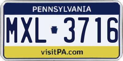 PA license plate MXL3716