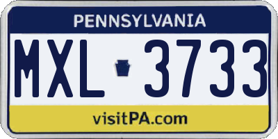 PA license plate MXL3733