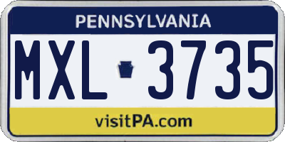 PA license plate MXL3735