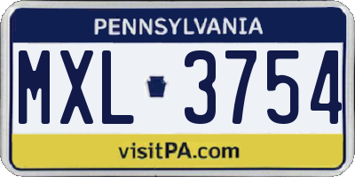 PA license plate MXL3754