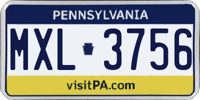 PA license plate MXL3756