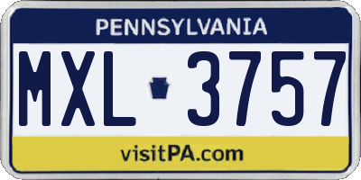 PA license plate MXL3757