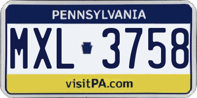 PA license plate MXL3758