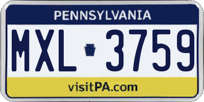 PA license plate MXL3759