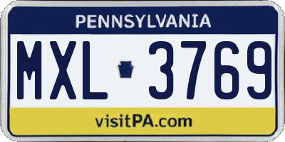 PA license plate MXL3769