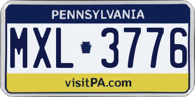 PA license plate MXL3776