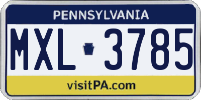 PA license plate MXL3785