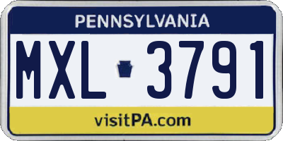 PA license plate MXL3791