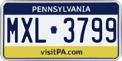 PA license plate MXL3799