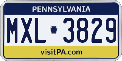 PA license plate MXL3829